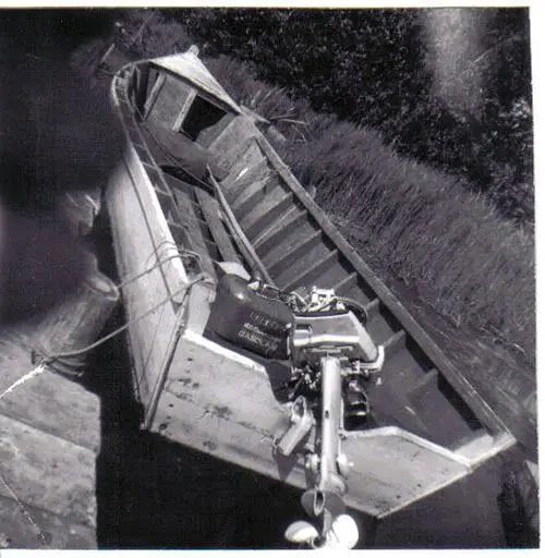 16 foot skiff with a 20 hp Johnson motor